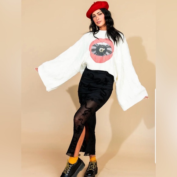 Dressed in LALA Enchantress Mesh Burnout Dragon Skirt - Black - Medium - Picture 3 of 6